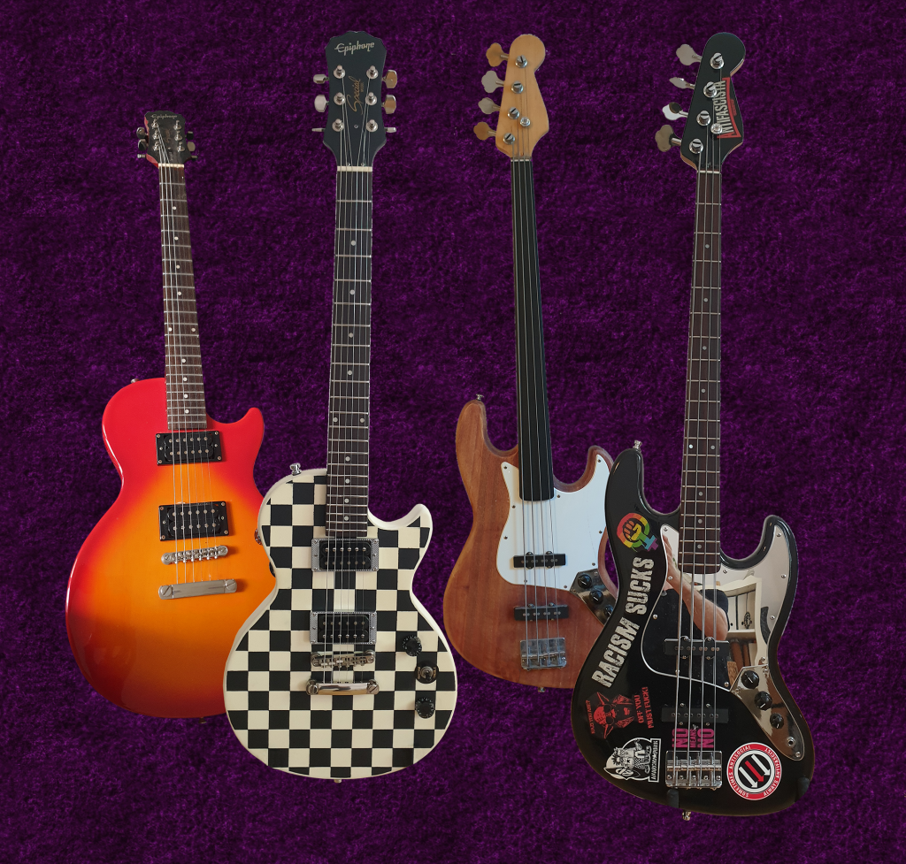 Ska guitar and Antifascista bass makeovers